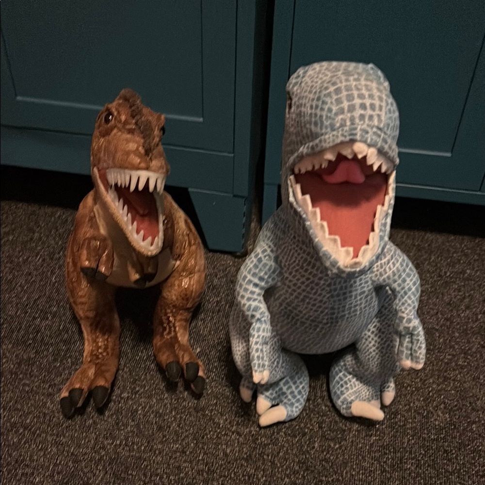 Plush Dinosaur Duo - Brown and Blue